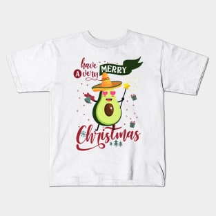 Vegan Merry Christmas Mexican Avocado Xmas Kids T-Shirt